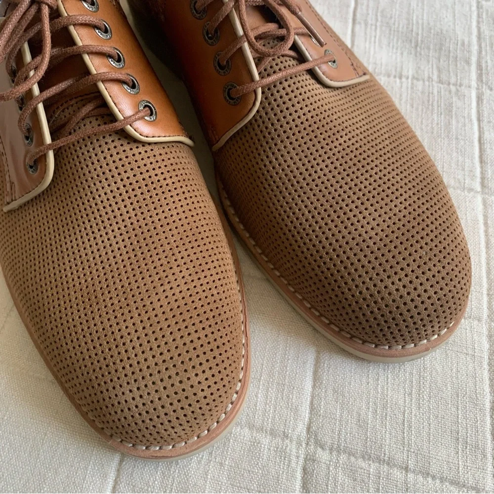 Johnston‎ & Murphy Mens Tan Sheepskin Perforated Oxfords Size 9
